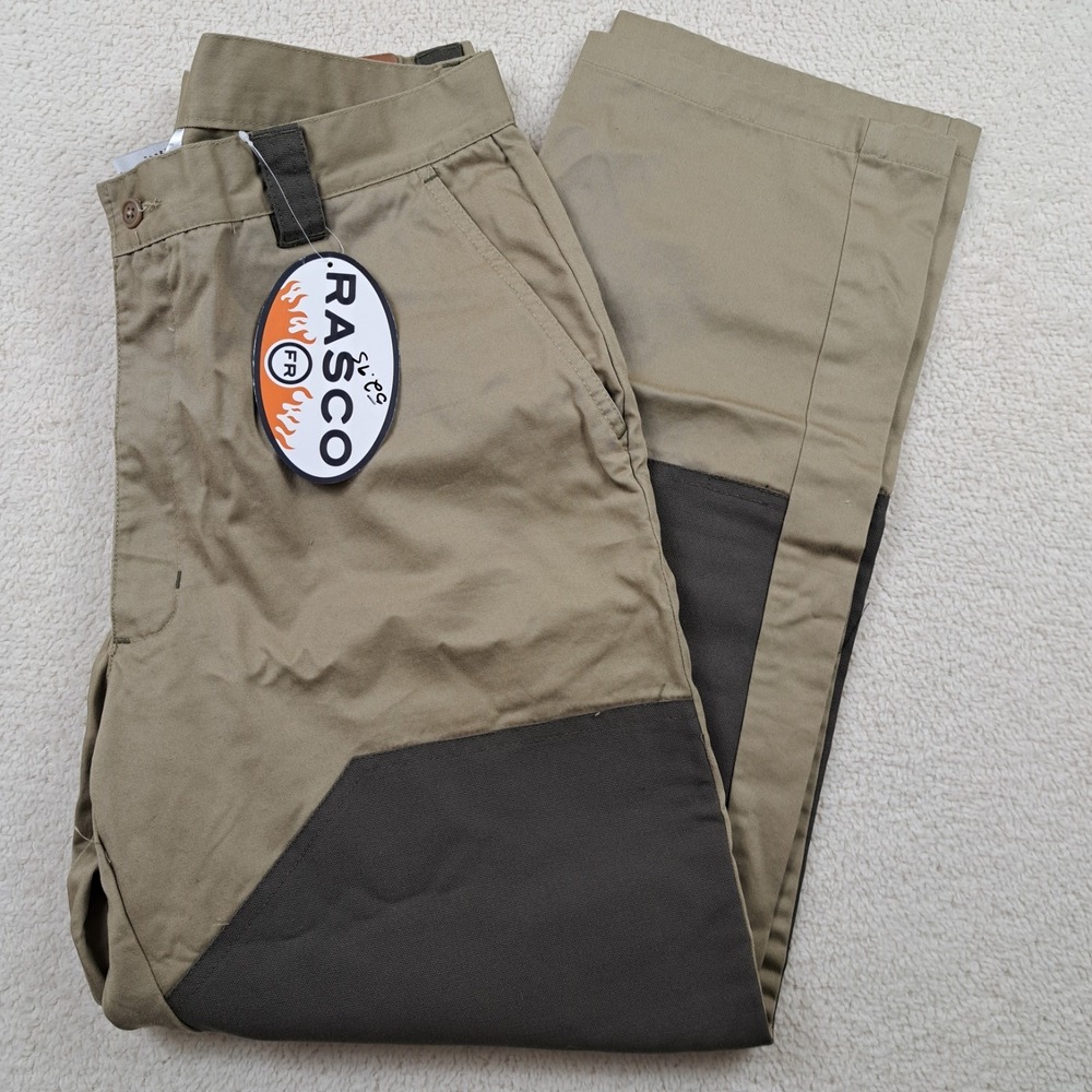 Rasco FR Work Pants Mens Size 36 X 30 Khaki Tan Double Knee NFPA 2112 New